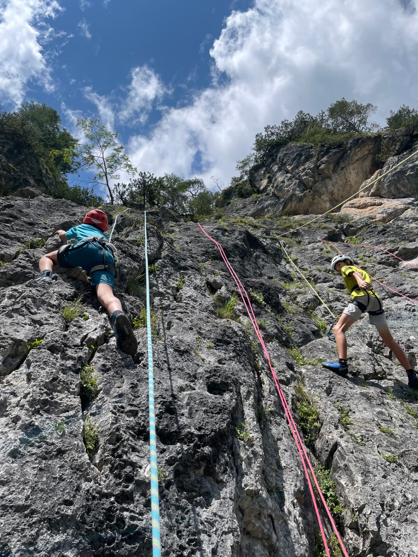Kids top rope climbing Cortina
