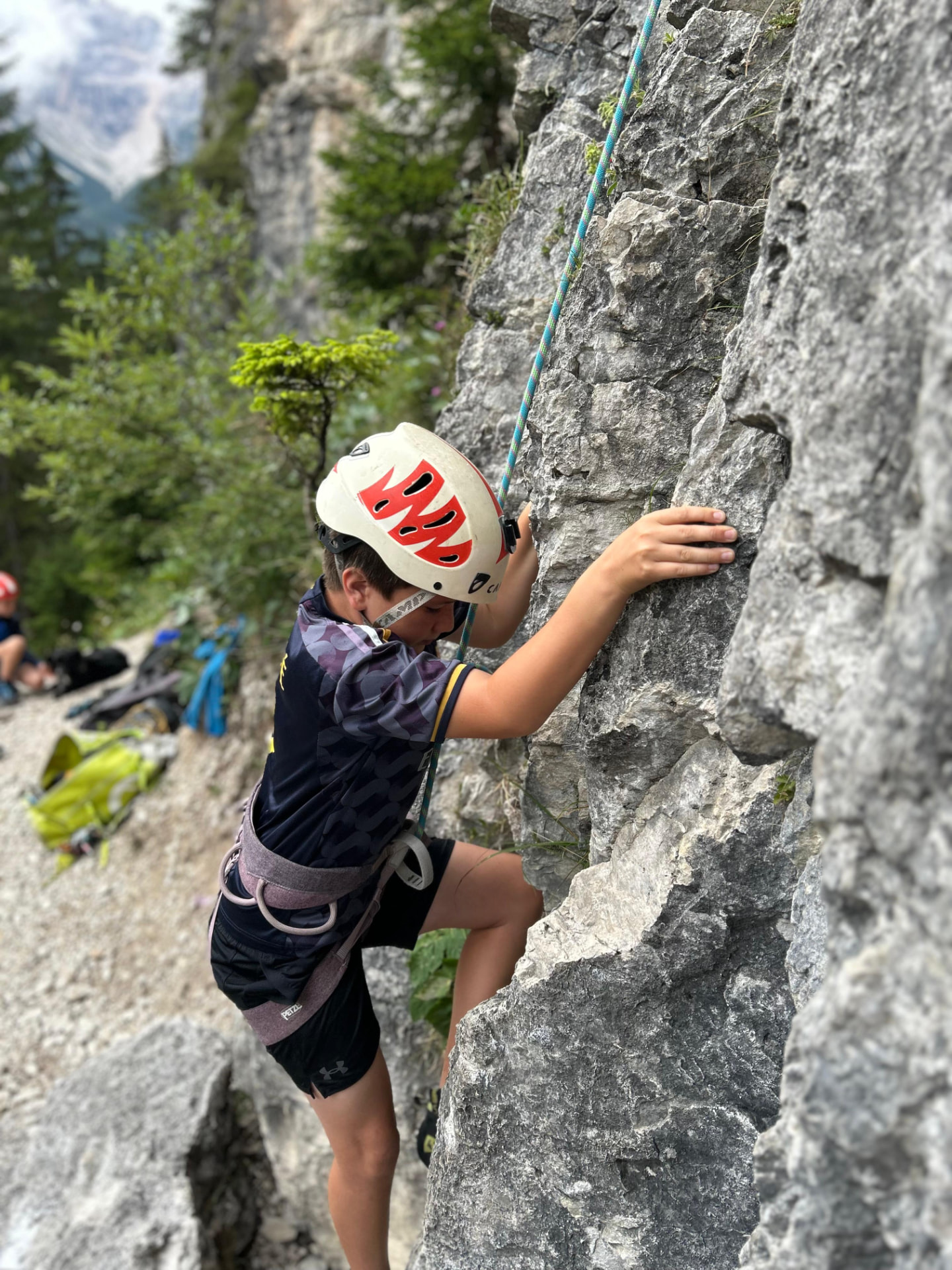 children climbing Dolomites camp